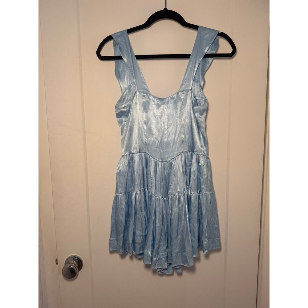 Vanessa Mooney- The Elisabeth- Light Blue Mini Dress/Romper Satin - Picture 7 of 8